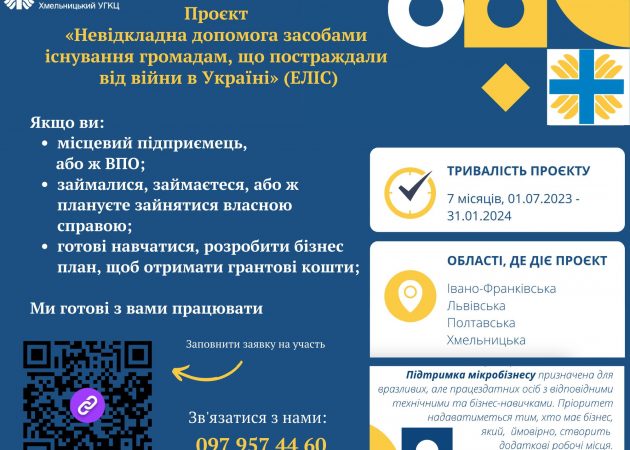 Гроші за роботу та підтримка бізнесу: у “Карітас-Хмельницький УГКЦ” стартував новий проєкт ELIS